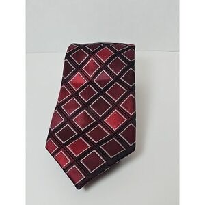 Kenneth Cole Red Geometric Men's Neck Tie Silk